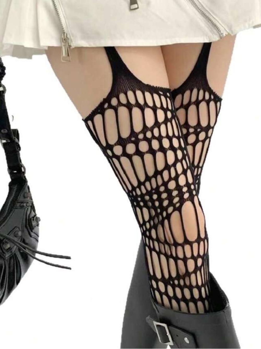 Black Fishnet Thigh-High Stockings - Women Accessories